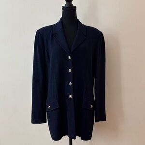 St. John Collection Navy Knit Button Front Blazer Jacket Women’s‎ size 12